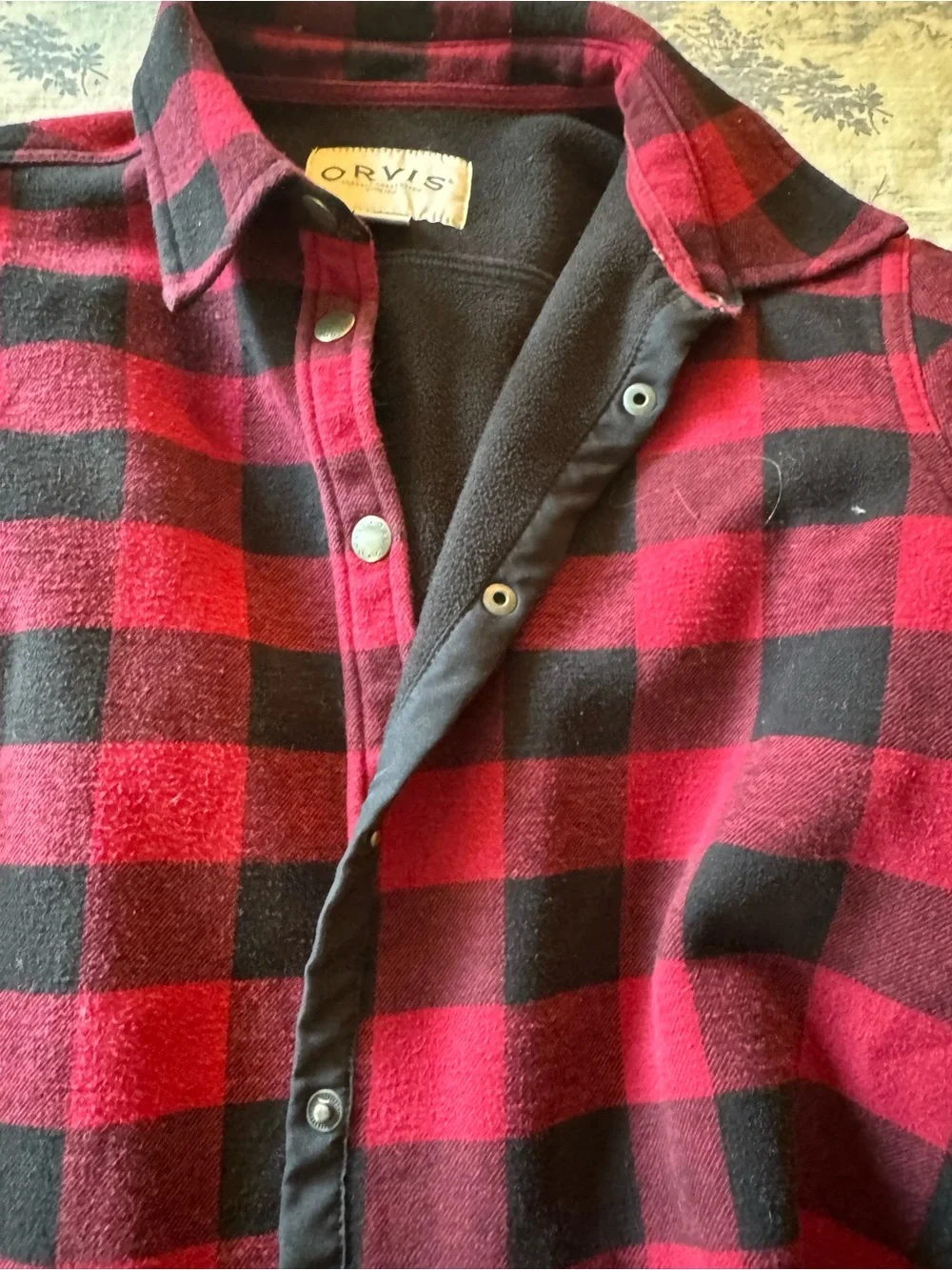 Orvis Red and Black Buffalo Plaid Snap-Front Shirt Jacket